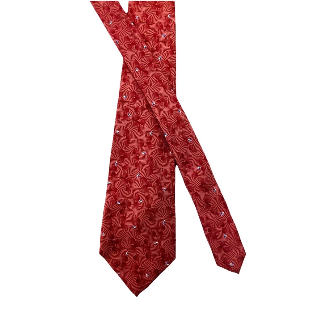Vintage Etienne Aigner Red Geometric Floral Mens Tie "x57" Classic Retro Vibrant